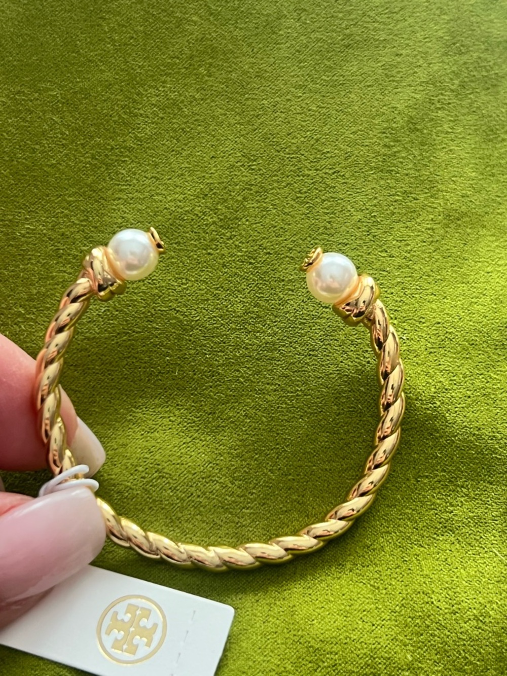 Tory Burch Gold-Tone Pearl Twist Cuff Bracelet - FOR TINY WRISTS